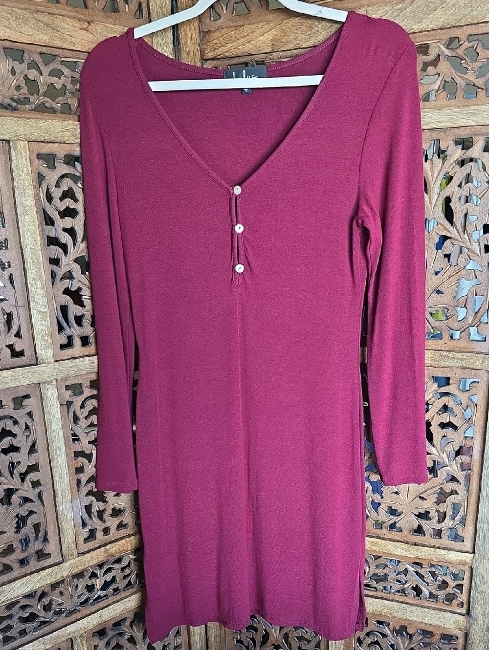 Lulus Berry Knit Long Sleeve Midi Dress | Size Small